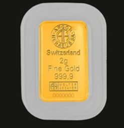 Lingote de ORO de inversión de 2 gr. de Argor Heraeus