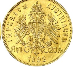 Austria. Francisco José I. 8 florines / 20 francos.